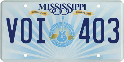 MS license plate VOI403
