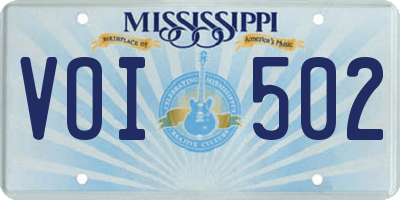 MS license plate VOI502
