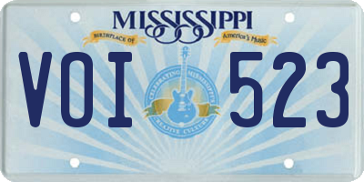 MS license plate VOI523