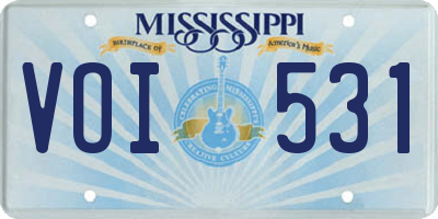 MS license plate VOI531