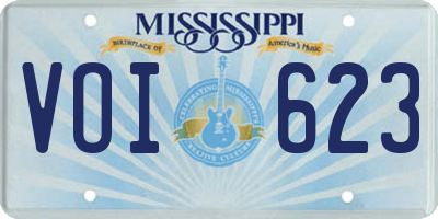 MS license plate VOI623