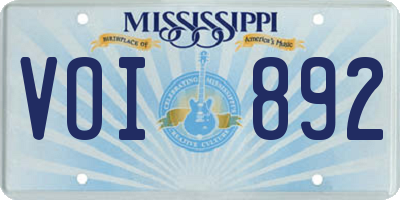 MS license plate VOI892