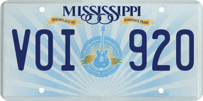 MS license plate VOI920