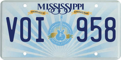 MS license plate VOI958