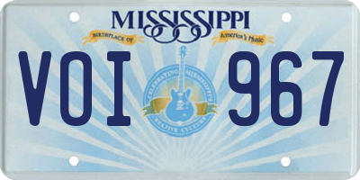 MS license plate VOI967