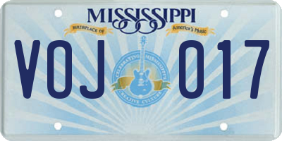 MS license plate VOJ017
