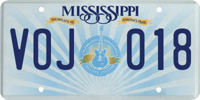 MS license plate VOJ018