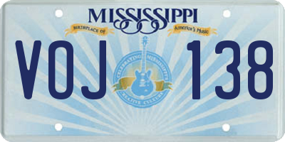 MS license plate VOJ138