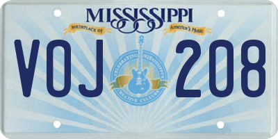 MS license plate VOJ208