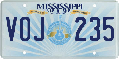 MS license plate VOJ235