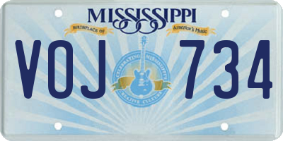 MS license plate VOJ734
