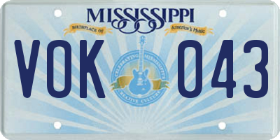MS license plate VOK043