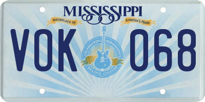 MS license plate VOK068