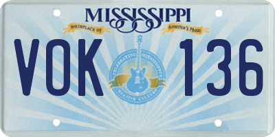 MS license plate VOK136
