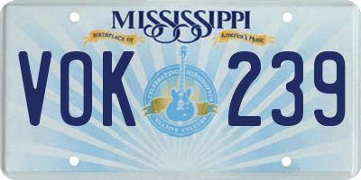 MS license plate VOK239