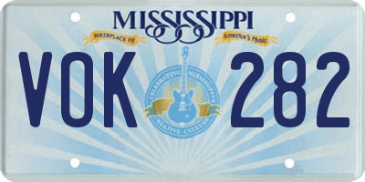 MS license plate VOK282