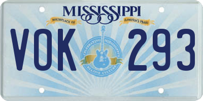 MS license plate VOK293