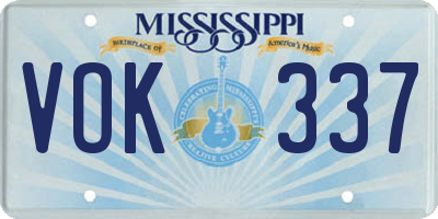 MS license plate VOK337