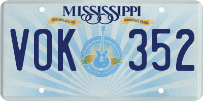 MS license plate VOK352