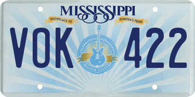 MS license plate VOK422