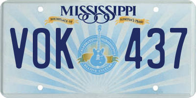 MS license plate VOK437