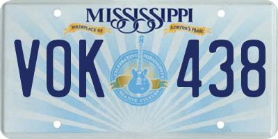 MS license plate VOK438