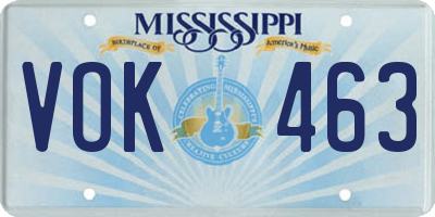 MS license plate VOK463