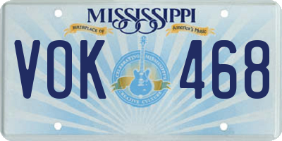 MS license plate VOK468
