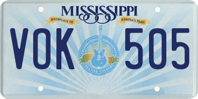 MS license plate VOK505
