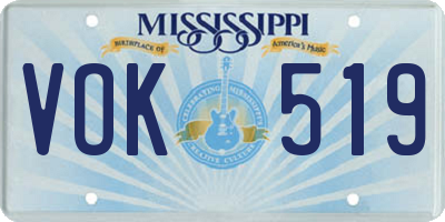 MS license plate VOK519