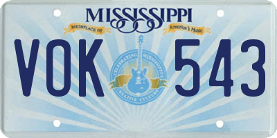 MS license plate VOK543