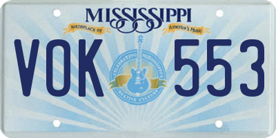 MS license plate VOK553