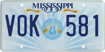 MS license plate VOK581