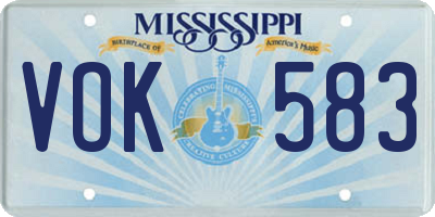 MS license plate VOK583