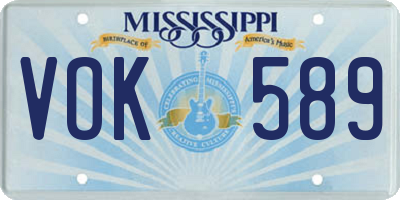MS license plate VOK589
