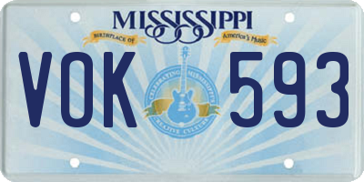 MS license plate VOK593