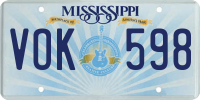 MS license plate VOK598