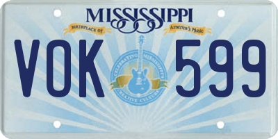 MS license plate VOK599
