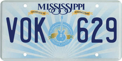 MS license plate VOK629