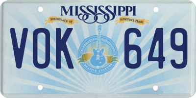 MS license plate VOK649