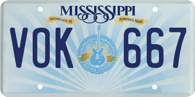 MS license plate VOK667