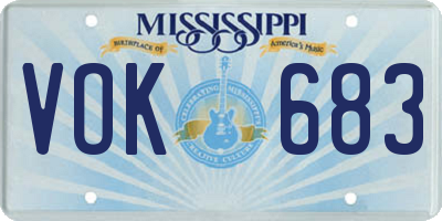 MS license plate VOK683