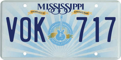 MS license plate VOK717