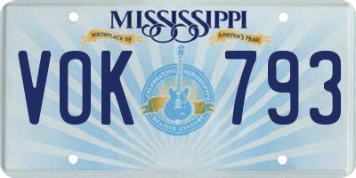 MS license plate VOK793