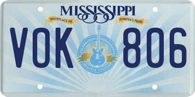 MS license plate VOK806