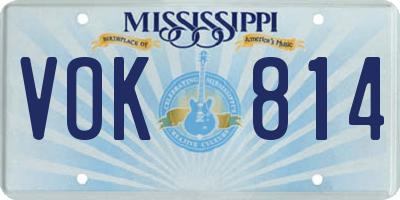 MS license plate VOK814