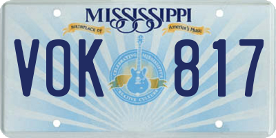MS license plate VOK817