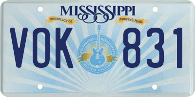 MS license plate VOK831