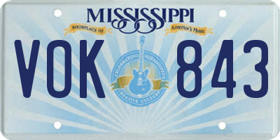 MS license plate VOK843