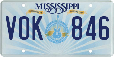 MS license plate VOK846